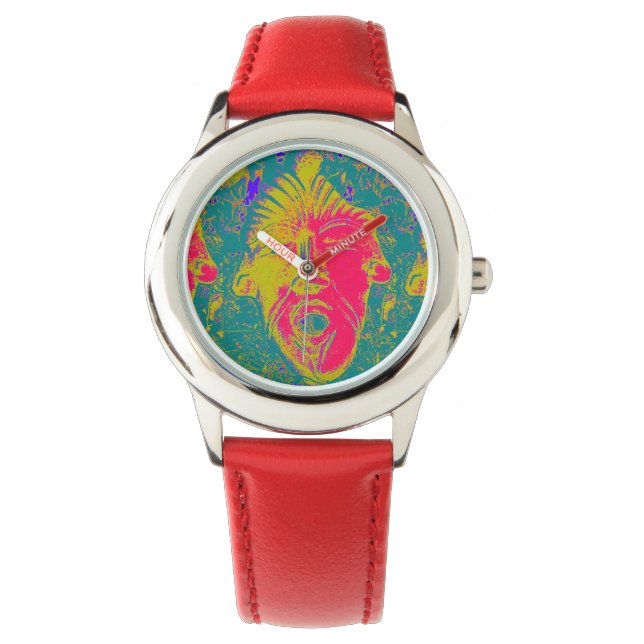 Reloj De Pulsera canto de la cara roja (Anverso)