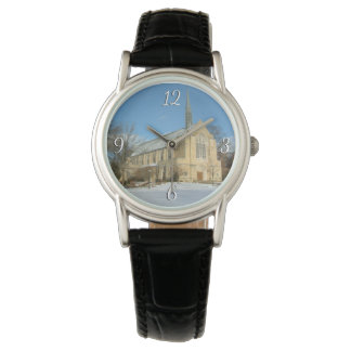 Reloj De Pulsera Capilla Harbison en invierno en el Grove City Coll