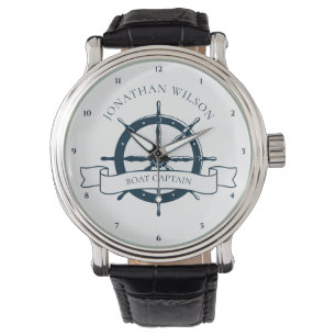 Reloj De Pulsera Capitán de barco personalizado Volante náutico vin
