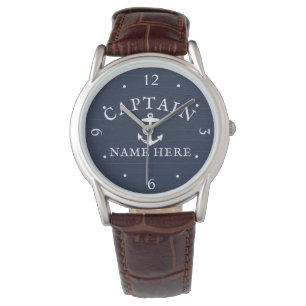 Reloj De Pulsera Capitán del barco: Nautical Anchor Naval Azul