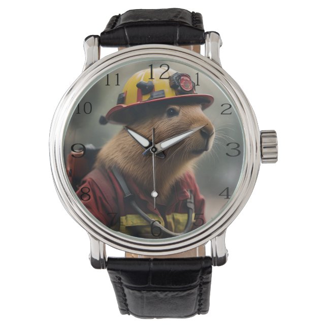 Reloj De Pulsera "Capybara al rescate: Extraordinario bombero (Anverso)