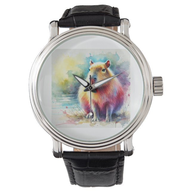 Reloj De Pulsera Capybara in Nature 130924AREF101 - Watercolor (Anverso)