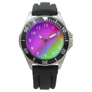 Reloj De Pulsera Cara arcoiris con números blancos