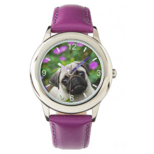 Reloj De Pulsera Cara color de gamuza linda del perro de perrito