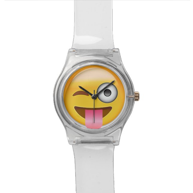 Reloj De Pulsera Cara Con Lengua Atascada Y Emoji De Ojos De Invier (De cerca)