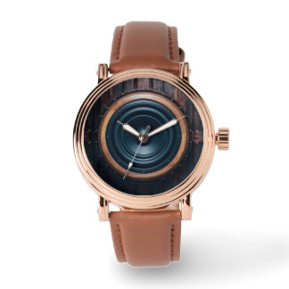 Reloj De Pulsera Cara de altavoz de graves 3D acabado en madera