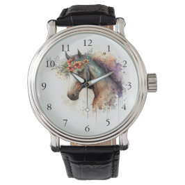 Reloj De Pulsera Cara de caballo con flores