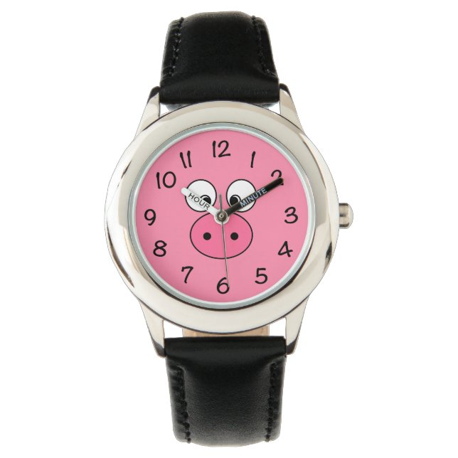 Reloj De Pulsera Cara de cerdo rosa (Anverso)