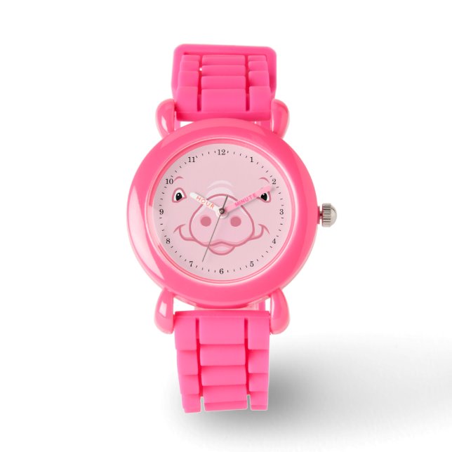 Reloj De Pulsera Cara de cerdo rosado feliz (Anverso)