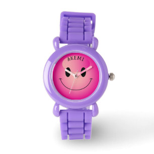 Reloj De Pulsera Cara de Emoji sonriente de Harajuku rosa lindo