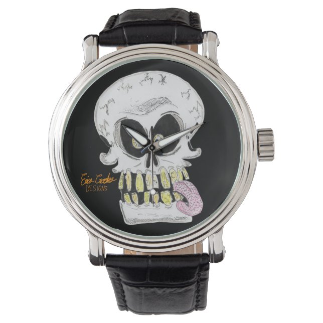 Reloj De Pulsera cara de esqueleto de cráneo tonto (Anverso)