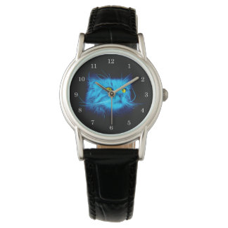 Reloj De Pulsera Cara de gato azul