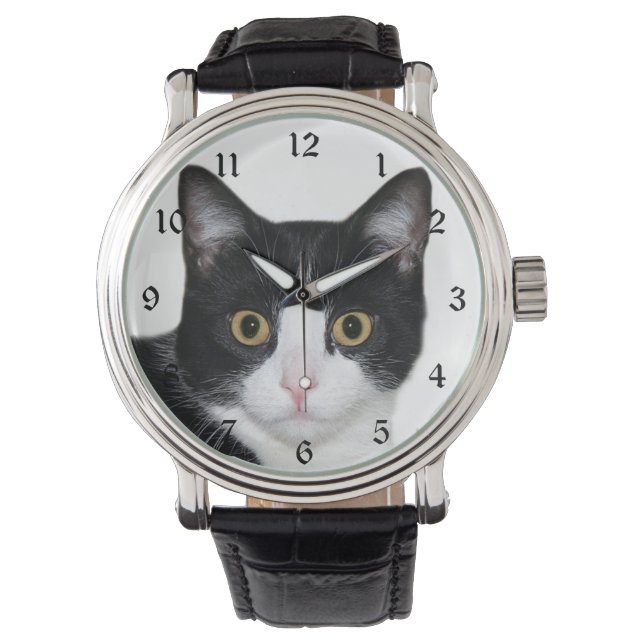 Reloj De Pulsera Cara de gato de Tuxedo (Anverso)