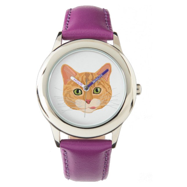 Reloj De Pulsera Cara de gato Naranja (Anverso)