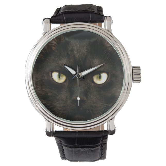 Reloj De Pulsera Cara de gato negro fantasmal (Anverso)