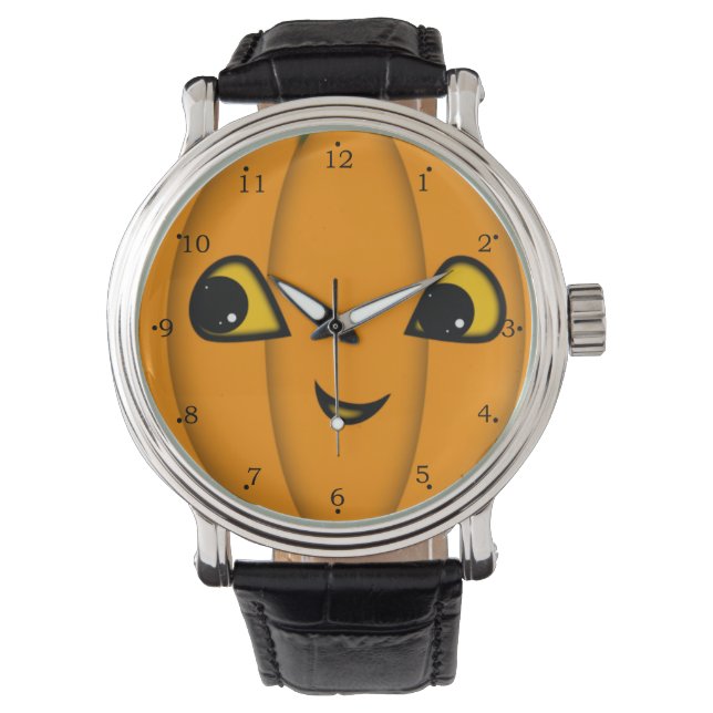Reloj De Pulsera Cara de Jack-o-Lantern de Halloween (Anverso)