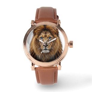 Reloj De Pulsera Cara de León Majestuoso con Ojos Azules Anima Fa