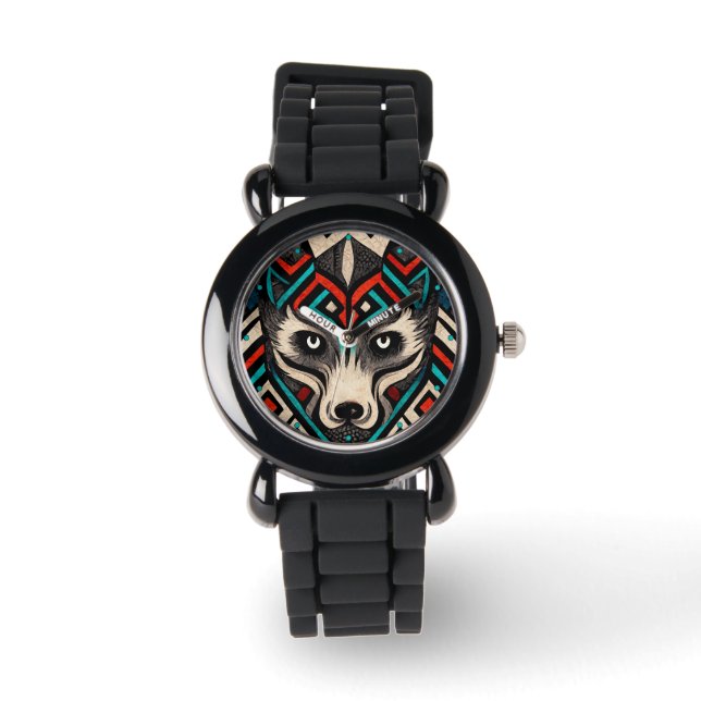 Reloj De Pulsera Cara de Lobo Azteca (Anverso)