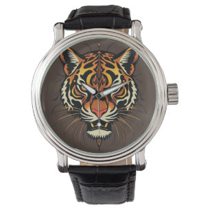 Reloj De Pulsera Cara de Tigre con Patrones Tribales