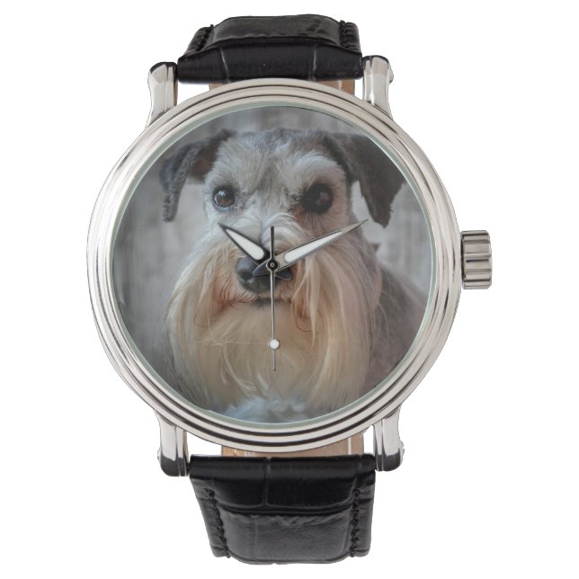 Reloj De Pulsera Cara del perro Schnauzer (Anverso)