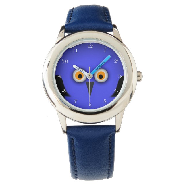 Reloj De Pulsera Cara divertida de búho azul (Anverso)