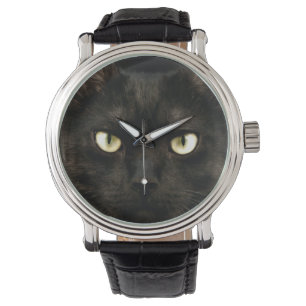 Reloj De Pulsera Cara fantasmagórica del gato negro