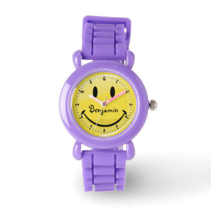 Reloj De Pulsera Cara feliz amarilla clásica