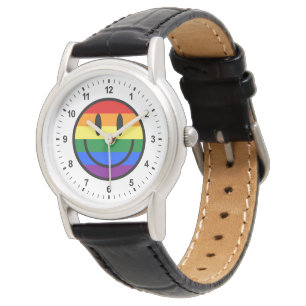 Reloj De Pulsera Cara sonriente arco iris