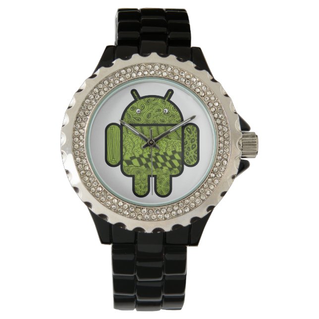 Reloj De Pulsera Carácter de garabato paisley para Android™ (Anverso)