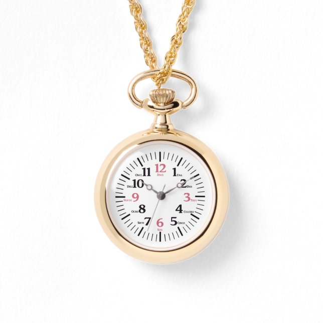 Reloj De Pulsera Carácter numérico español (fuente negra) Watch (Anverso)