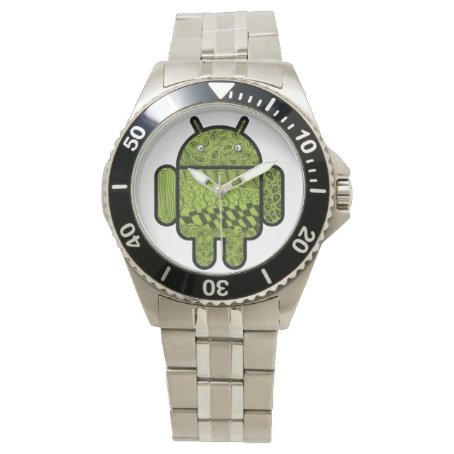 Reloj De Pulsera Carácter paisley para robot Android™ (Anverso)