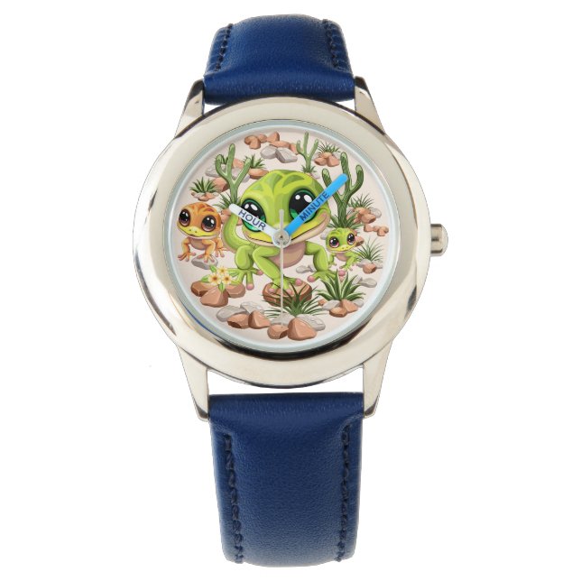 Reloj De Pulsera Caracteres de dibujos animados de Baby Geckos Cute (Anverso)