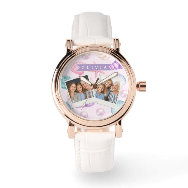 Reloj De Pulsera Caramelo Personalizado de Concha de Mar Costera co (Anverso)
