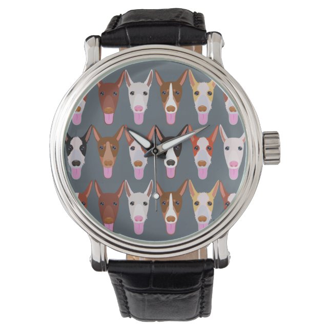 Reloj De Pulsera Caras de perro podenco gris lata (Anverso)