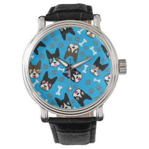 Reloj De Pulsera Caras divertidas del bigote lindo de Boston