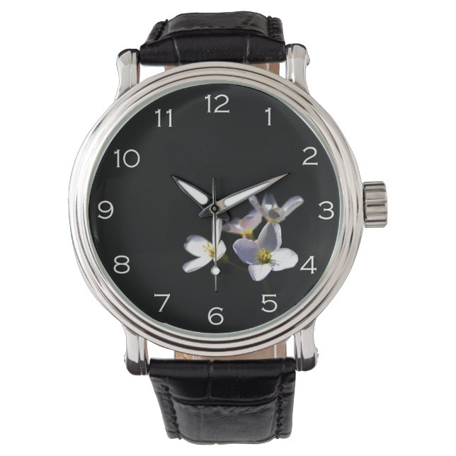 Reloj De Pulsera Cardamine Pratensis Flores Números blancos wacnm (Anverso)