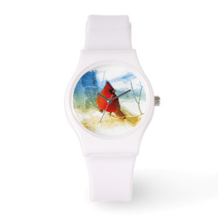 Reloj De Pulsera Cardenal rojo del navidad primitivo del país