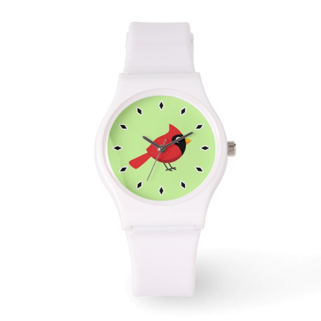 Reloj De Pulsera Cardenal rojo Personalizado con flores (Anverso)