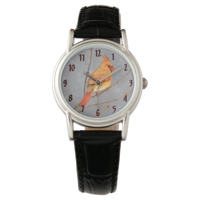 Reloj De Pulsera Cardenal sobre pintura de bifurcaciones - Arte de  (Anverso)