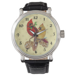 Reloj De Pulsera Cardenales de invierno Pine y Holly