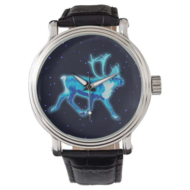 Reloj De Pulsera Caribú azul (reno) (Anverso)