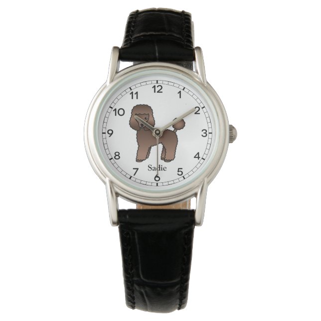 Reloj De Pulsera Caricatura de juguete marrón perro y nombre (Anverso)