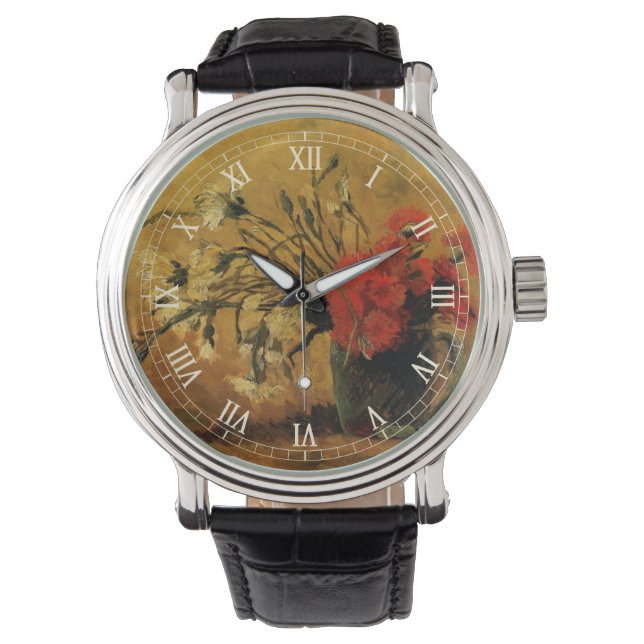 Reloj De Pulsera Carnaciones rojas y blancas por Vincent van Gogh (Anverso)