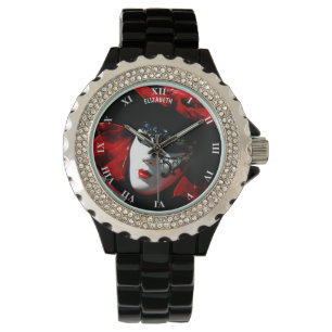 Reloj De Pulsera Carnaval de Venecia Máscara Roja Colorida