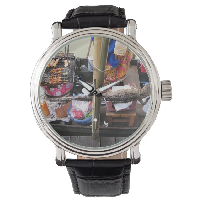 Reloj De Pulsera Carne de cocodrilo barbacoa ... Comida callejera e (Anverso)