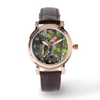 Reloj De Pulsera Carpintero de Vientre Rojo Números Blancos