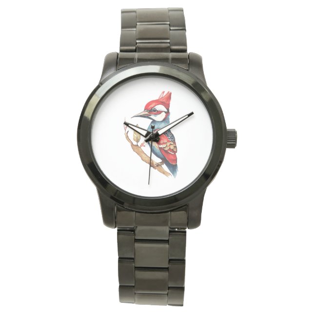 Reloj De Pulsera Carpintero rojo y azul (Anverso)