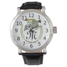 Reloj De Pulsera Carpintero verde en monograma de vuelo