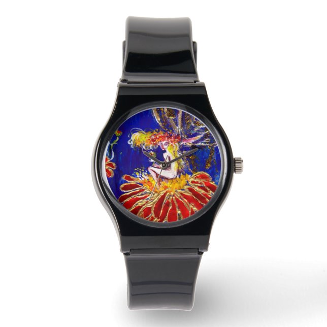 RELOJ DE PULSERA CARRERA NOCTURNA EN LA FLORES ROJA (Anverso)
