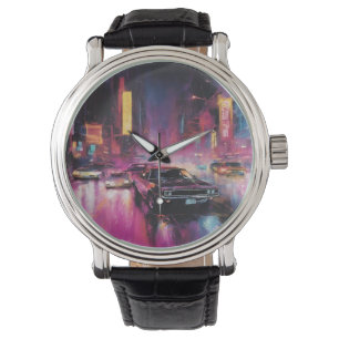 Reloj De Pulsera Carreras callejera nocturna en la vibrante ciudad